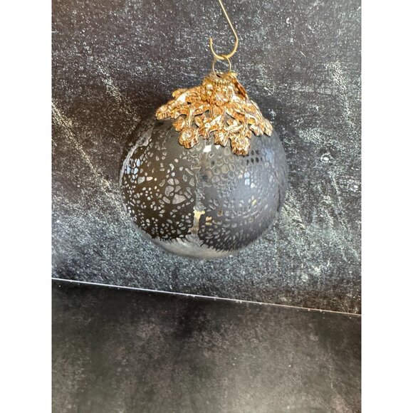 Jason Wu Large Glass Ornament Gold Rhinestone Trimmed Black Lace Designer Tag - Picture 5 of 9